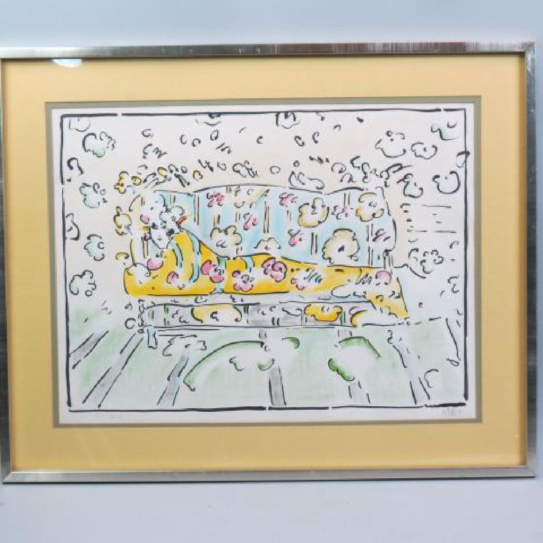 Peter Max Lithograph of Lady on Sofa,: #154 of 300, pencil signed, image area 18" x 24".....Biography from RoGallery.com Peter Max was born in Berlin in 1937 but his family moved to China when he was still very young. In fact the young Max