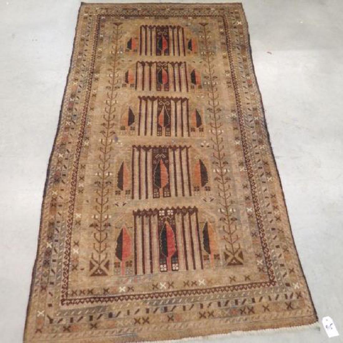 Turkoman Persian Handmade Rug,: fancy designs, mostly browns, 3' 6" x 7' 8"