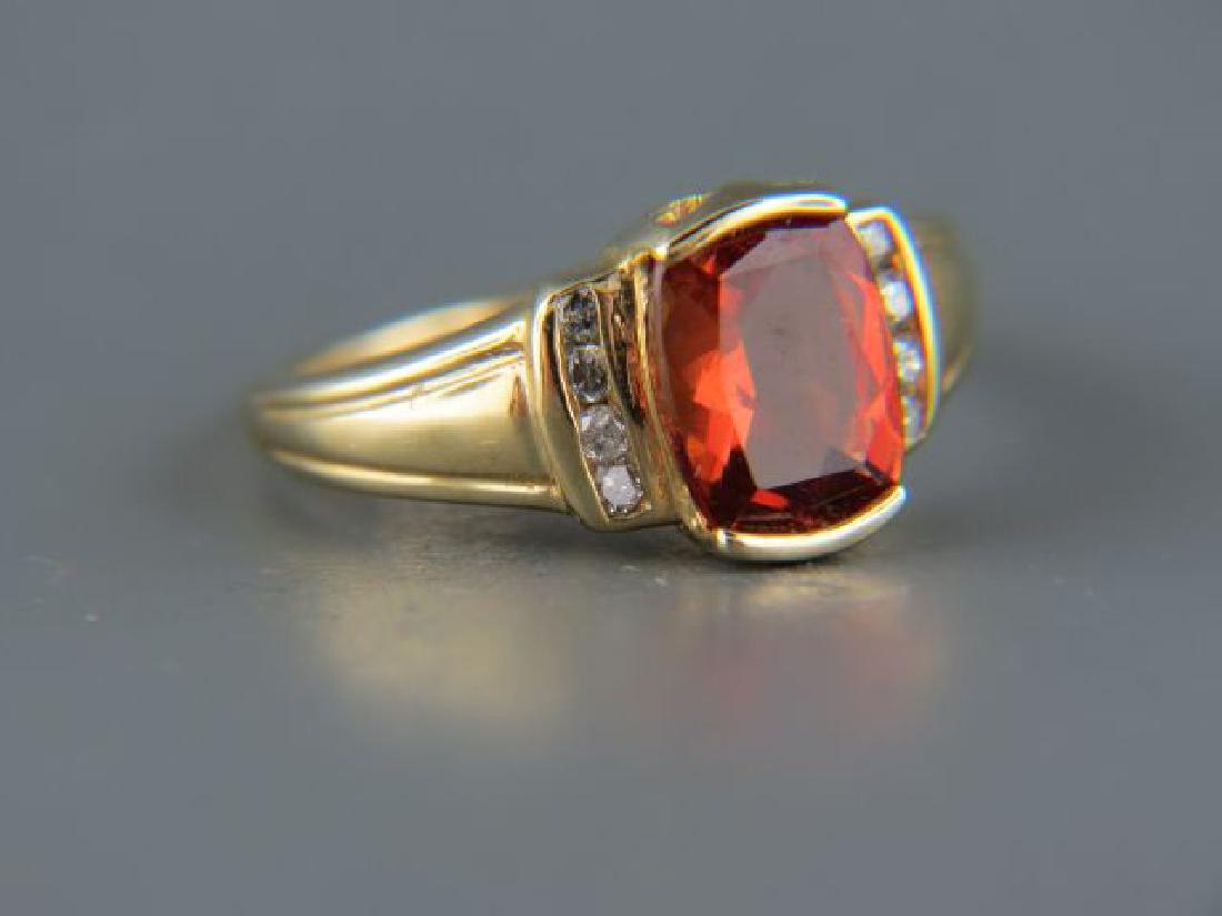 Labradorite & Diamond 14k Ring,: stylized cushion cut gem weighinng 1.56 carat, 14k yellow gold, currently size 6