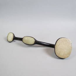 Chinese White Jade & Zitan Wood Ruyi Sceptre, old,