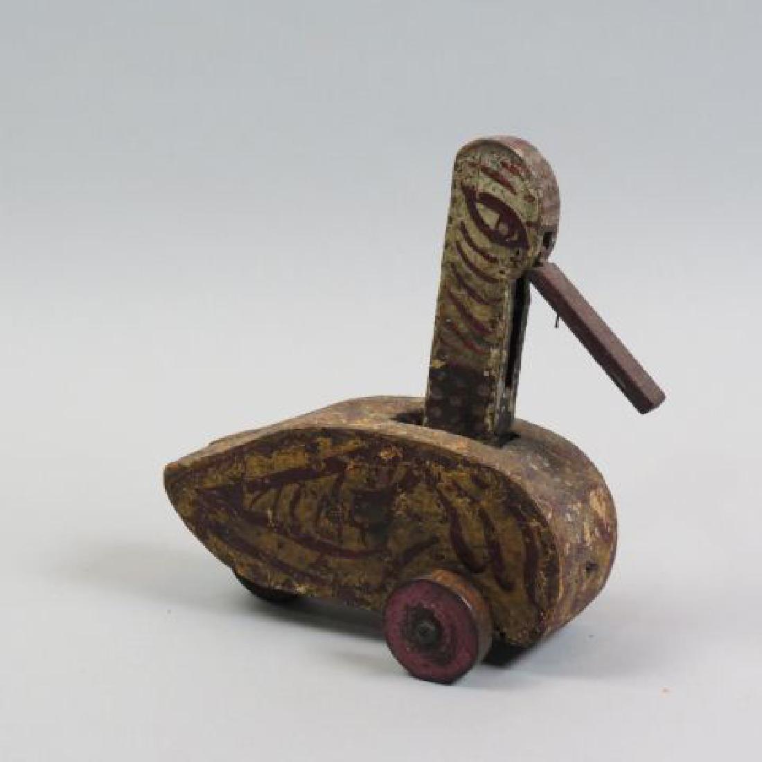Antique Wooden Child's Pull Toy of a Duck,: 9 1/2"