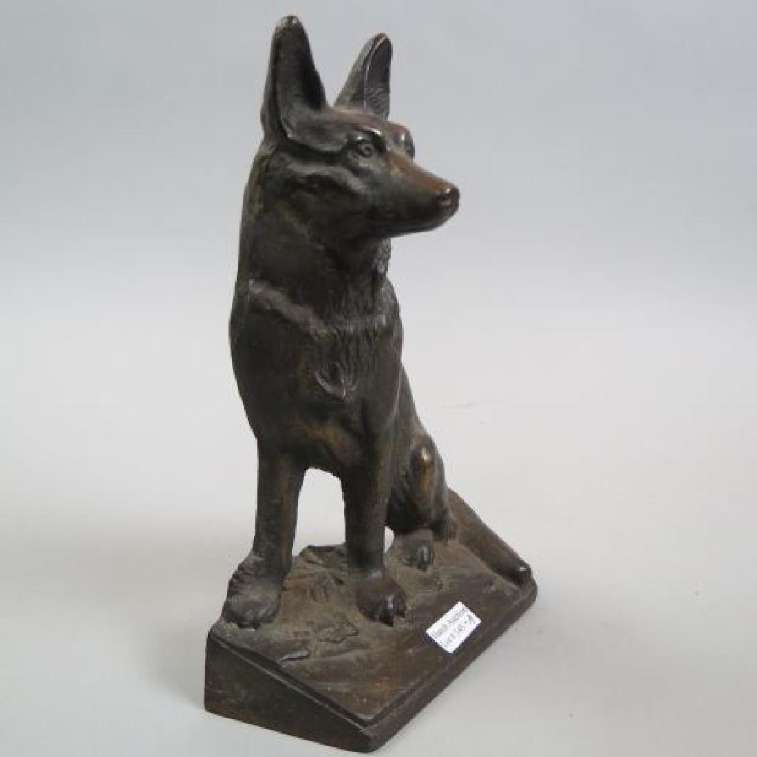 Cast Iron Figural Doorstop of a German Shepherd,: 9 1/2"