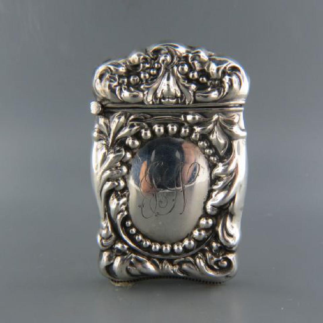 Sterling Silver Match Safe,: rococo style design, 2 1/2" x 1 5/8", monogram GN, unmarked, tested sterling