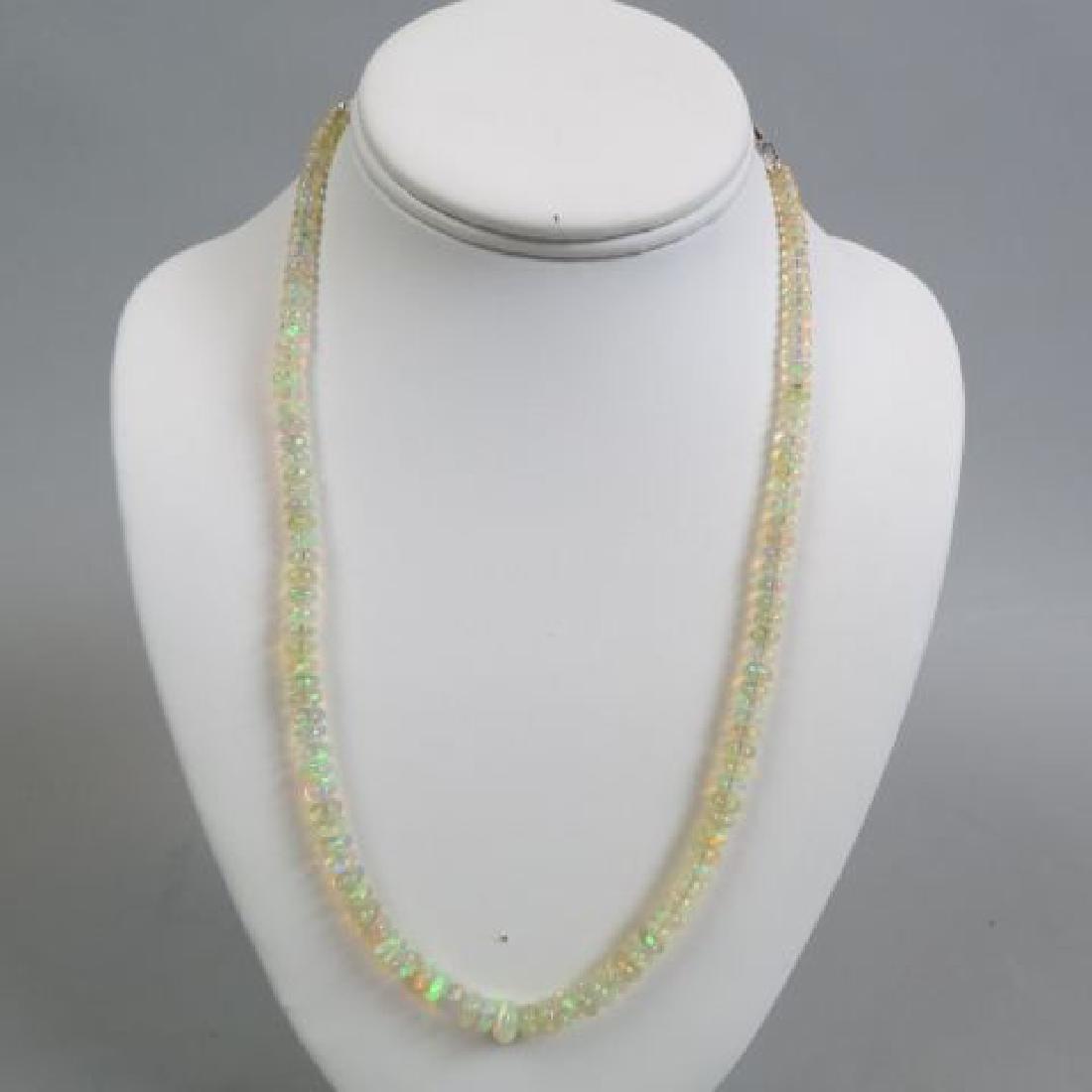 Opal Bead Necklace,: fiery gems, sterling clasp, 17" to 21" long, beautiful!