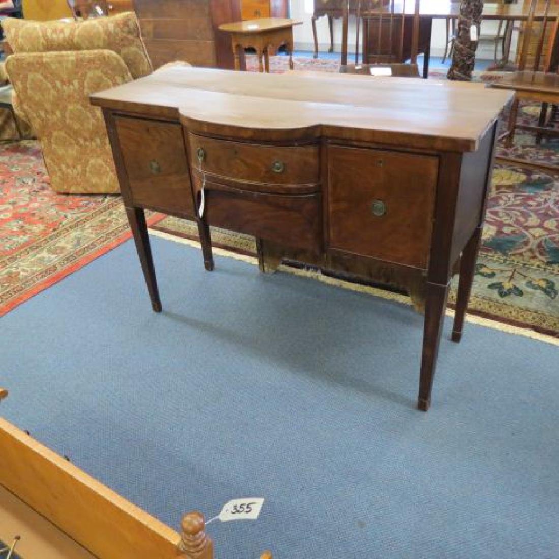 Early English Sideboard,: two drawer and two "bottle" drawers on ends, 48" wide, 20" deep, 35" tall.