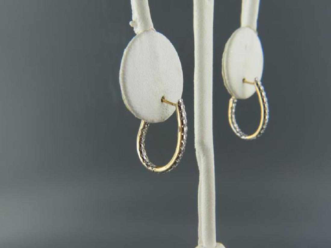 Diamond 14k Gold Hoop Earrings,: "inside out" style with round diamonds totaling .50 carat in 14k yellow gold, 7/8" long
