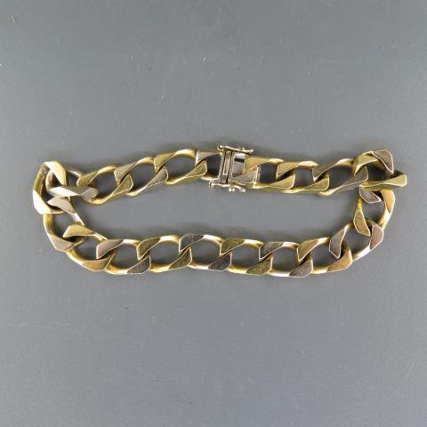 18K Gold Bracelet, Cuban link,: alternating yellow and white gold, 3/8" wide, 7 1/2" long, 27 grams.