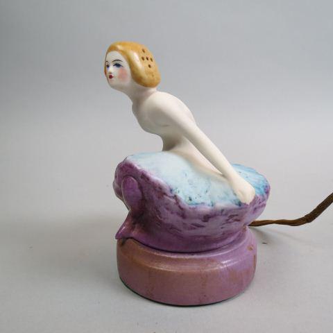 Fulper Art Pottery Figural Perfumer Lamp,: seated dancer, 6", all original, excellent....Fulper Pottery Company was incorporated in 1899 in Flemington, New Jersey. It made art pottery from 1909 to 1929. Fulper Pottery introduced the first line