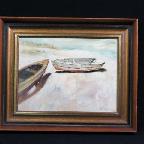 Hal Singer, Boats along the Shore,: on canvas, image area 12" X 16", well listed artist.....Biography from the Archives of askARTBiography photo for Hal SingerThe following information was submitted in July of 2006 by the artist's son, 
