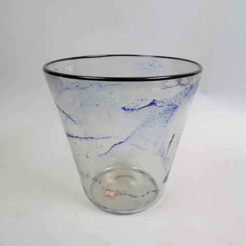 Orrefors Swedish Art Glass Vase,: rich blue internal misting and trailing design, marked Orrefors 1930, gate 70, attributed to Simon Gate, 9 1/2", excellent.