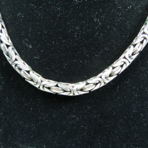 Sterling Silver Necklace in Byzantine Link,: 5.5 mm, 18" long, 95 grams.