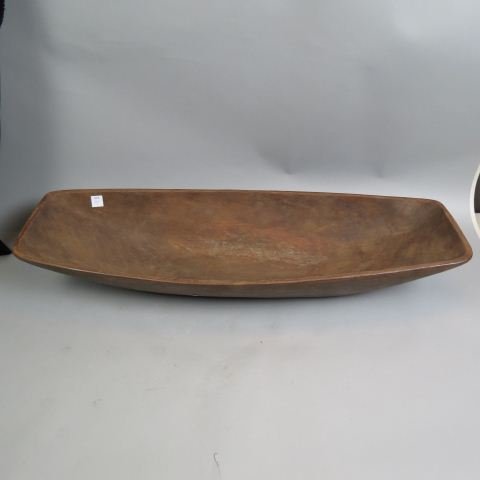 Large Dough Bowl,: canoe form, 36" long, 12" wide, 5 1/2" deep.