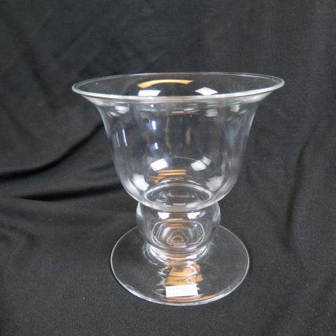 Steuben Crystal Vase,: modified style trumpet, 7 1/2", signed, excellent....Steuben Glass is one of America’s most cherished producers of collectible crystal. Whether it is a Steuben vase, bowl, figurine, or sculpture, St