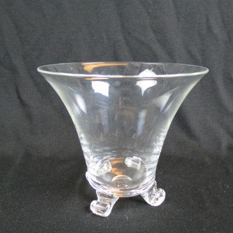 Steuben Crystal Footed Vase,: 6 3/8" tall, 7" diameter, signed, excellent....Steuben Glass is one of America’s most cherished producers of collectible crystal. Whether it is a Steuben vase, bowl, figurine, or sculpture, Steuben 