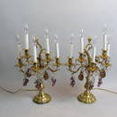 Pair of French Bronze Girondelles w Crystal Prisms