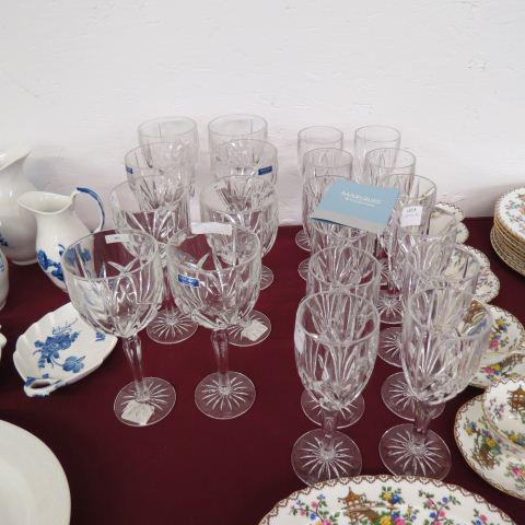20 pcs. Waterford Crystal Stemware "Brookside",: 8 goblets (8 1/2") & 12 wines (7 7/8"), all excellent, unused, with labels still on some.