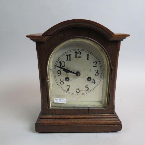 German Victorian Mantle Clock,: dome top, 11" tall.