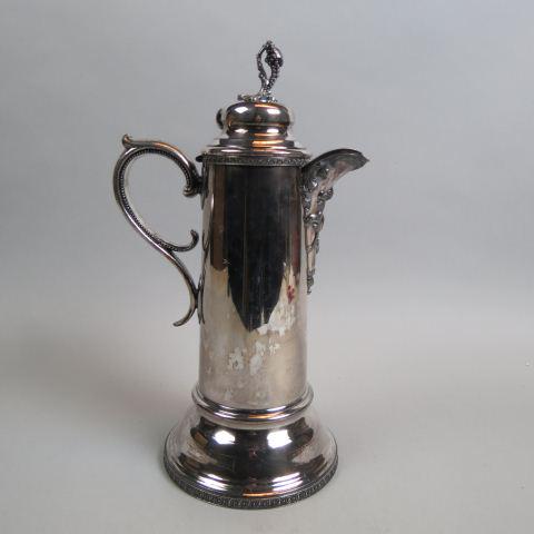 Meriden Silverplate Tankard,: grape cluster finial, 15", circa 1890.