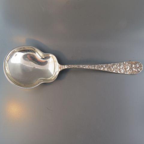 Schofield "Baltimore Rose" Sterling Berry Spoon,: we now call this a casserole or mashed potato spoon, a fine Victorian server, fancy bowl, 9" long, 117 grams, no monogram, excellent.