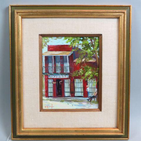 Dorothy Spangler, oil, Wells Fargo Express Office,: well listed artist, image area 10" x 8" on board, nicely framed........Dorothy was born in St. Louis, Missouri but has spent almost her entire life in Northern California. The abundance and variety of