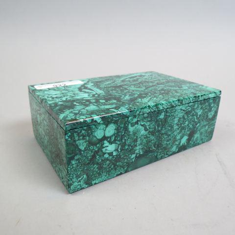 Malachite Stone Box,: lift off cover, 4" x 5 3/4", 2" deep, excellent.
