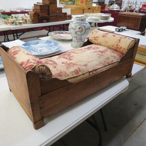 Antique Wooden Dog or Doll Bed,: 12" tall, 34" long, 16" wide, a beauty!
