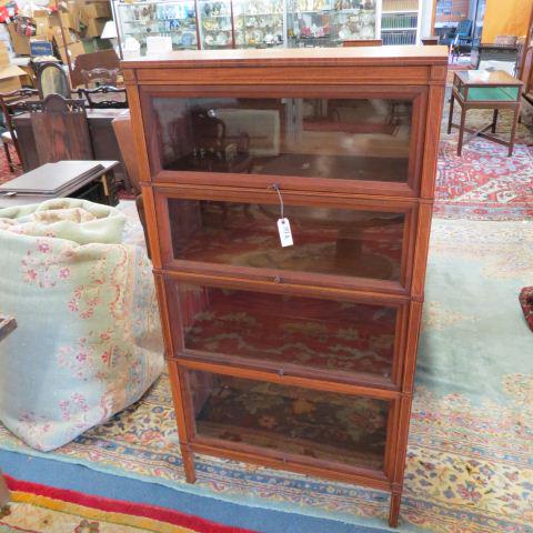 Mahogany Lawyers Stacking Bookcase,: 4 stack, string inlay, 59" tall, 31" wide, 12 1/2" deep.