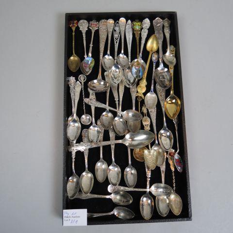 Estate Souvenir Spoon Collection,: including sterling, worlds fair, enameled & more.