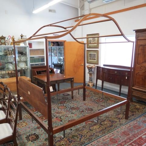 Eldred Wheeler Cherry Queen Size Bed,: canopy top (removable), 73 1/2" to 91" tall (top of arch), 85" long, 65" wide, original label.......hand crafted furniture by Eldred Wheeler. These fine pieces are 100% American made in their small Ne