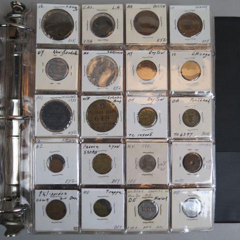 400 Tokens & Medals,: includes Masonic, trade, celebration, good for, amusement, advertising and more, in album.