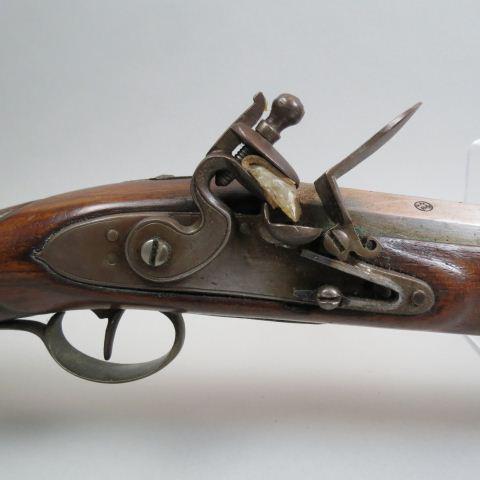 U.S. Model Contract Flintlock Musket,: mark of E.L.G. and star in oval on barrel,, owners name of J. Gross on wood, 50 1/2" long, lacks ramrod.