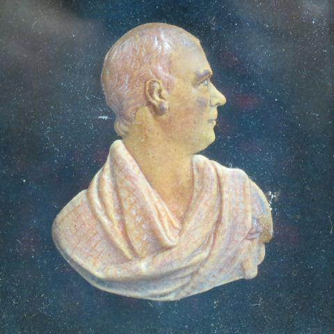 Early English Framed Wax Silhouette, Sir Walter Scott,: shadow box frame, overall 5 3/4" x 6 1/2", mid 19th century.