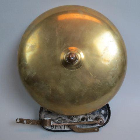 Victorian Boxing Ring Match Bell,: brass and iron, 12" diameter bell, signed Bevin