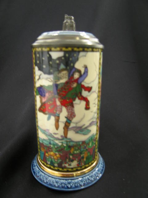 Fine Porcelain Collector's Stein, "Russian Fairy T: "Russian Fairy Tales", by Viking Penguin Inc., panel scenes, 1/2 liter, 8", excellent.