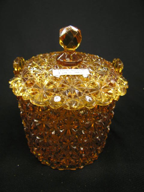 Victorian Amber Daisy & Button Covered Jar, : by Hobbs, Brockunier & Co., 1880's, 5 1/2" tall, excellent.