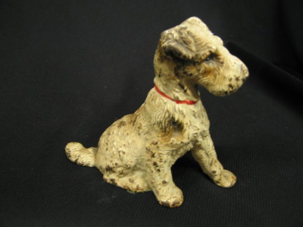 Antique Cast Iron Figural Doorstop of a Terrier, o: original paint, 4 3/4" x 5 3/4".