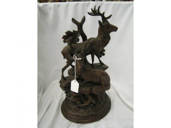 Black Forest Victorian Carved Wooden Statue of dee: of deer, very fine, 16" tall.