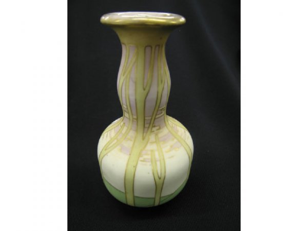Amphora Art Pottery Vase, Art Nouveau style sunse: Art Nouveau style sunset, 6 1/2".