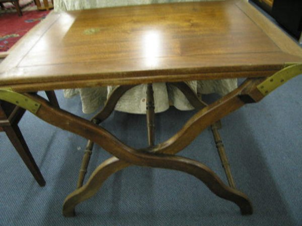 Baker Mahogany Serving Stand, fold-up style.: fold-up style.