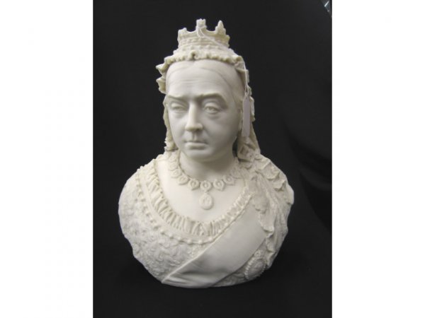 Queen Victorian Figural Parian Bust, 1897, to com: 1897, to commemorate the 60th year of her reign, 11" tall, excellent, original.