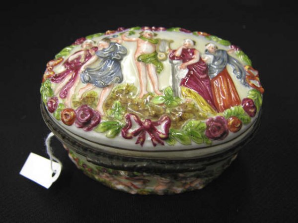 Capodimonte Italian Porcelain Box, Victorian, fes