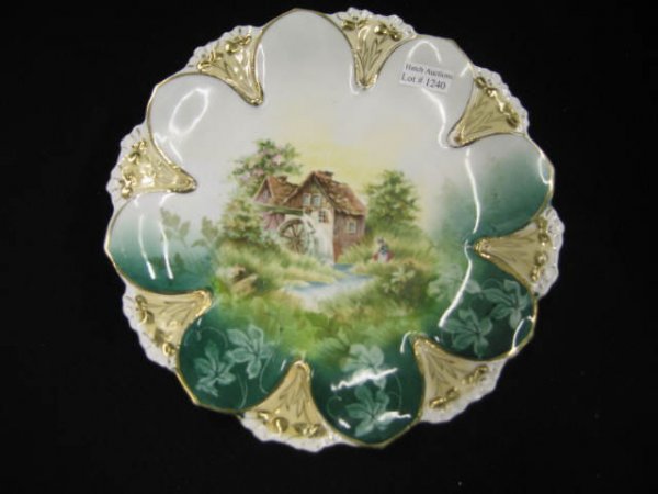 R.S. Prussia Porcelain Mill Scenes Plate, 8 1/2",: 8 1/2", excellent.