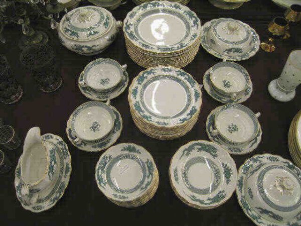 50 pcs. Booth's "Dragon" China Service, includes : includes servers, gold trim.