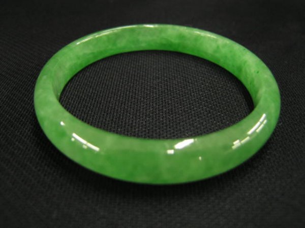 Jade Bangle Bracelet, mottled green, 11 mm, 2 1/4: mottled green, 11 mm, 2 1/4" opening.