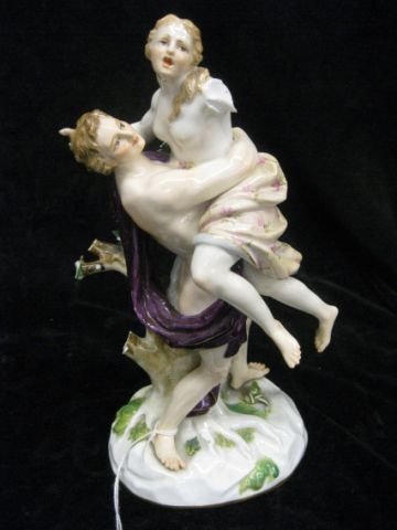 Meissen Porcelain Figurine "Rape of Diana", 19th c: 19th century, crossed swords mark, 9", much loss.