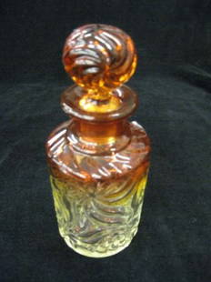 Baccarat Rose Tente Crystal Cologne Bottle, unusua: unusual "pinwheel" style floral, 6 1/2", excellent.