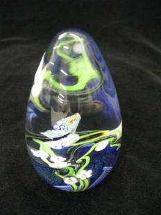 Orient & Flume Art Glass Paperweight, butterfly &: butterfly & floral, 4", signed, excellent.