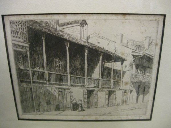 Margaret I Wright, Etching, nuns walking down a ci: nuns walking down a city street, well listed artist, image area 7 3/4" x 6".