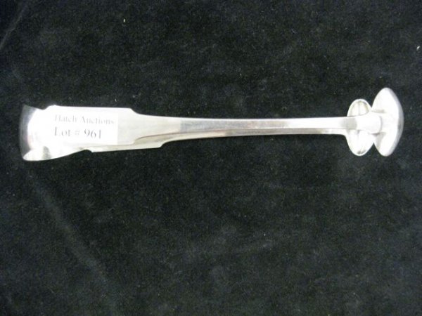Early American Coin Silver Tongs, signed S. & S. W: signed S. & S. Wilson, Philadelphia maker circa 1805, 6 1/2" long, excellent.