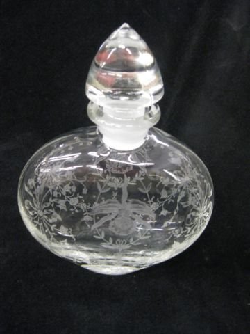 Heisey Orchid Etched Crystal Cologne or decanter,: decanter, 8" tall, 6" diameter, excellent.
